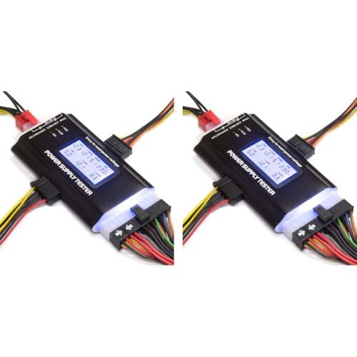 Serplex® Computer Power Supply Tester ATX ITX IDE HDD SATA BYI Connectors With Aluminum Alloy Enclosure and 1.8 Inch LCD Screen Black 2 PCS