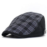 HASTHIP® Black Golf Light Cotton Vintage Classic Plaid & Stripe Newsboy Beret Men & Women Cap for All Season