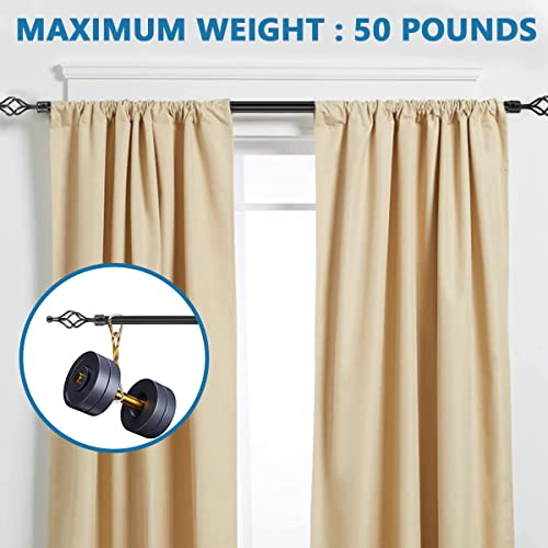 HASTHIP® 40 to 79 inch Metal Curtain Rod for Windows, Adjustable Shower Curtain Rods for Door & Window, Extendable Heavy Duty Iron Telescopic Drapery Pole with Swirl Finials (28mm Diameter, Bronze)