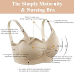 PALAY® Breastfeeding Bra Nursing Bra for New Moms Easy Release Clasp Design Breathable Nylon Nursing Bra Detachable Bra Cups Seamless Breastfeeding Bra, Beige, XXL