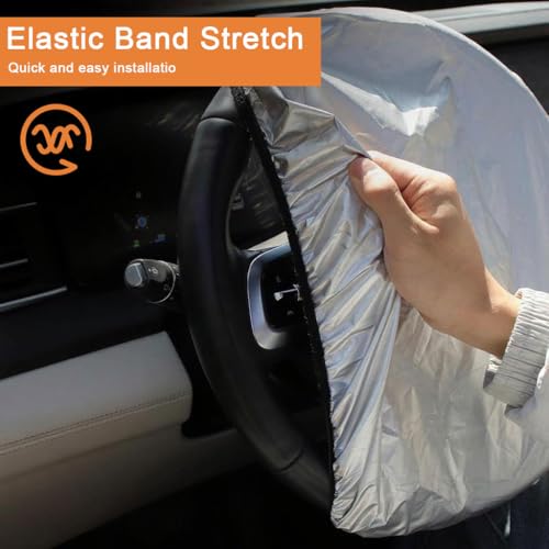 STHIRA® Car Steering Wheel Cover Sun Shade,Silver-Coated Cloth Car Wheel Cover for Blocking Sun & Heat,Universal 42cm for Cars Trucks Suvs dustproof-Silver