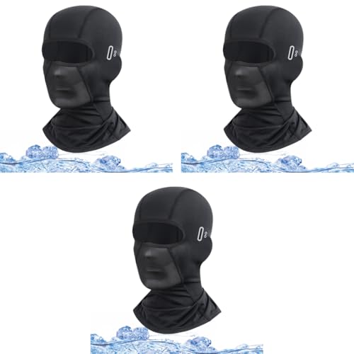 Proberos® Balaclava Face Mask Cool Silk Eyeglasses Friendly Design UV Protection Breathable Unisex Quick Dry for Riding 3PCS Black