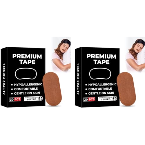 ZIBUYU® 30-Count Anti-Snore Mouth Tape Mute Snoring for Mouth Breathing Sleep Improves Breathing Abnormalities Safe Adhesive Pre-cut for Kids Adults Beige 2PCS