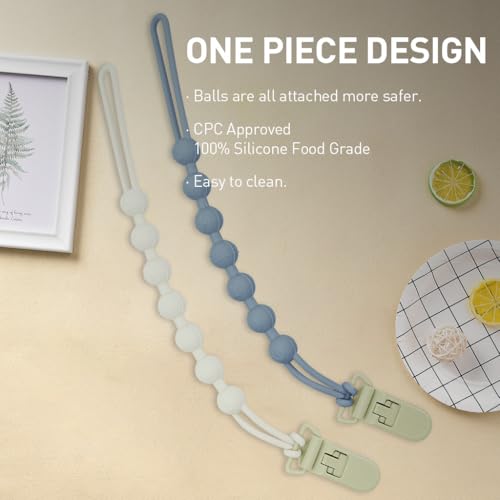 SNOWIE SOFT® 6PCS Silicone Pacifier Clip Chains with Safe Clips BPA-Free Baby Soother Link Straps for Boys Girls Prevents Dropping New Born Essentials