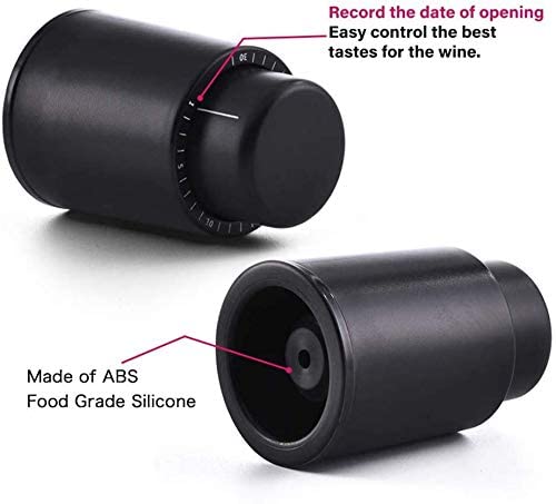 HASTHIP Vacuum Wine Bottle Stopper 2 pcs for Wine and Champagne with Date Record & Leakproof Seal | Food Grade Reusable Saver for Wine Lovers