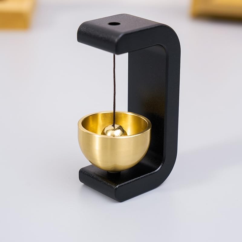 HASTHIP® Wooden Door Bell - Dopamine Magnetic Door Bell Shopkeepers Bells Self Adhesive C Shape Decorative Magnetic Doorbell-Black