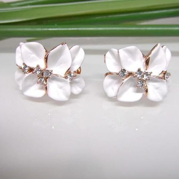 ZIBUYU Floral Rhinestone Earrings Set for Women with 0.7 in Studs & Hypoallergenic Alloy | Black and White Jewelry