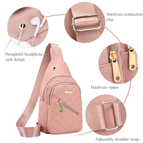 PALAY® Crossbody Bag for Women Sling Bag for Women Crossbody Bag for Women Phone Bag Oxford Cloth Stylish Pink Chest Bag Versatile Fashion Sling Bag Travel Shoulder Bags