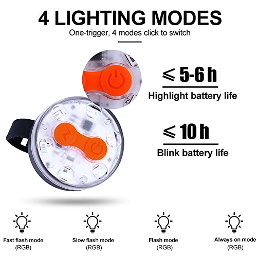 ELEPHANTBOAT Bike Light for Outdoor Riding with 6pcs LED Beads and 97mm Rubber Belt | USB Rechargeable Waterproof Signal Lamp