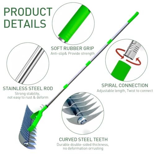 HASTHIP® Dual-Edge Garden Rake 170CM Farming Thatch Alloy Steel Adjustable Handle Loosening Soil Cleaning Grass Heavy Duty Agriculture Tool Suitable for Lawn 2PCS
