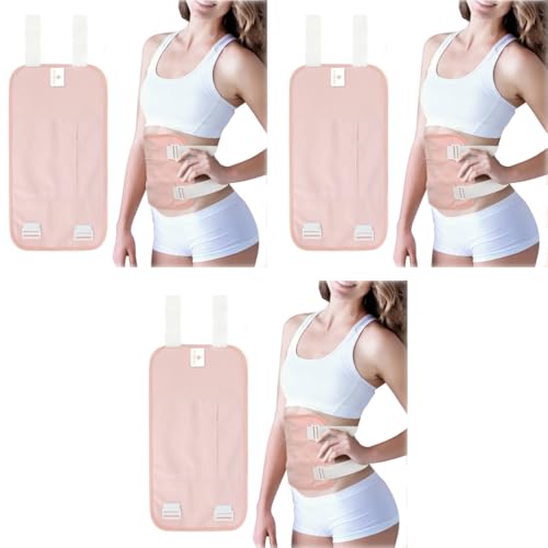 HANNEA® Castor Oil Pack, Oil Pack Wrap for Liver Detox, Reusable & Highly Absorbent Caster Oil Packs Cotton Flannel with Elastic Strap, Pink 3 PCS
