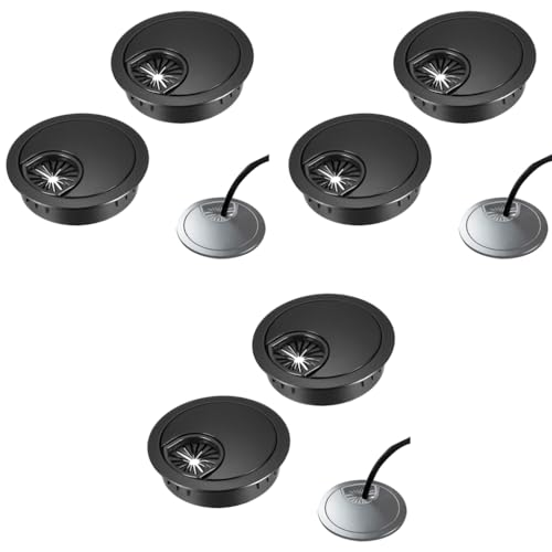 Serplex® 6PCS Metal Desk Grommets 2 Inch 50 mm Zinc Alloy Cord Hole Cover Multi Cable Organizer Office Decorative for Power Cords Home TV Stands Tabletops