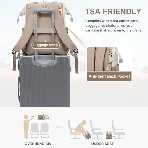 PALAY® Laptop Backpacks for Women 15.6 Inch Work Laptop Bag with USB Port Teacher Nurse Backpack Purse Waterproof Travel Computer with Organizer Bags