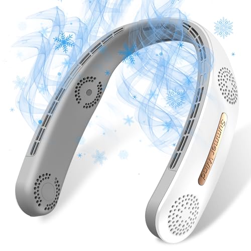 ZORBES Portable Neck Fan, Bladeless 3-Speed Turbo Fan with 4000mAh Rechargeable Battery, Lightweight Hands-Free Personal Cooling Fan for Travel, Walking, Indoor/Outdoor Use (White)