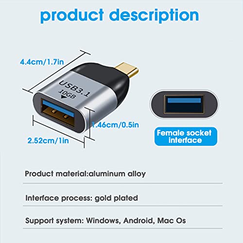 Verilux® Mini USB C to USB Adapter,Type C OTG,USB-C to USB 3.1 Female Adapter 10Gbps, High Speed Data Transfer for Laptop Mobiles Tablet Smartphone and Compatible C Type OTG Adapter Connector Devices