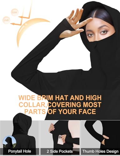 Venzina® Women's UPF 50+ Lightweight Athletic Jacket UV Sun Protection Full Zip Cooling Hoodie Long Sleeve Sunscreen Protective Clothing for Women for Outdoor Hiking