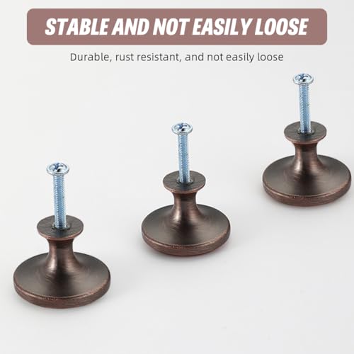 HASTHIP® 3Pcs Metal Door Pulls 1.29'' Retro Brown Round Brushed Zinc Alloy Furniture Door Handles for Cabinet, Drawer