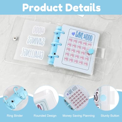OFIFO® 1000 Money Saving Box Binder, Piggy Bank for Adults with Numbers Daily Money Saving Planner, 1000 Money Saving Challenge with 25 Binder Mini Savings Challenge Book