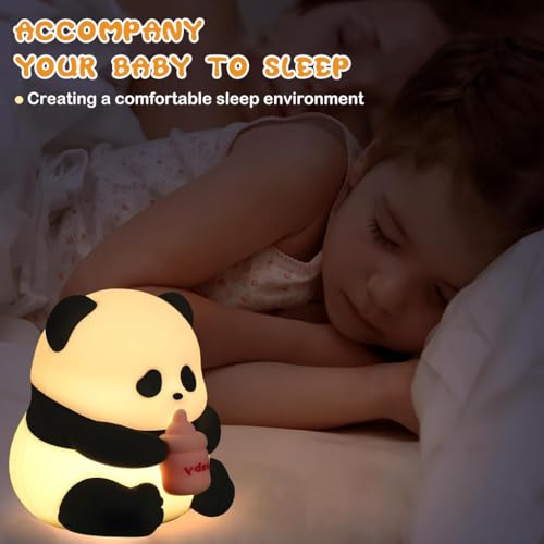 ZORBES® Night Lamp for Kids with 3 Modes Brightness & 30 Mins Timer, Silicone Panda Lamp with USB Rechargeable 7-Color Changing, Cute LED Warm Light, Bady Panda Night Light, Room Decor, Birthday Gift