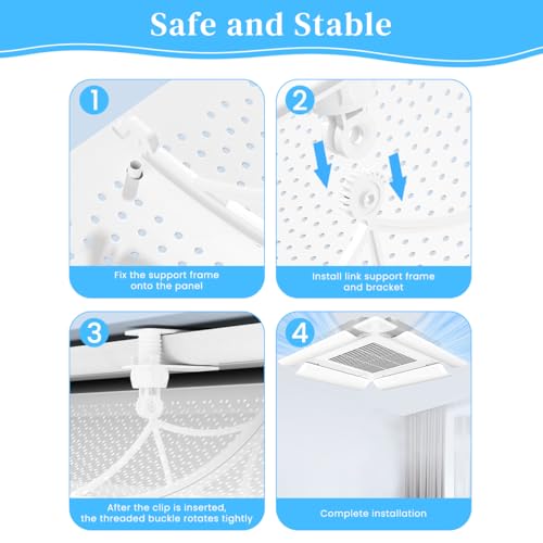HASTHIP® 3PCS Air Deflector for Ceiling AC Adjustable Clip-on for Cassette Conditioner Universal Condensation Prevention Panel 23.6x10.6 Inches