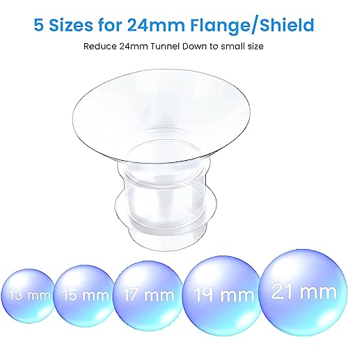 SNOWIE SOFT® 5pcs Breast Pump Accessories for Breast Pump Flange Inserts Suit for Medela Spectra 24mm Shields Flanges Shields Shaped Around You Comfortable and Efficient Pumping X 2