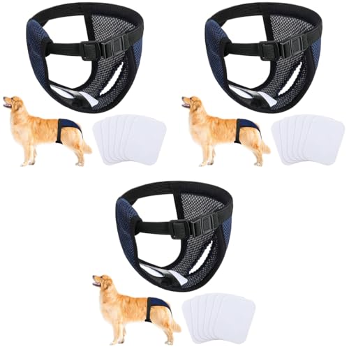 Qpets® Pet Use Breathable Reusable Female Dogs Diapers with 3 Absorbption Cotton Pad Comfort Doggy for Puppy XL Recommended Waist 16-21 Inch 3 PCS