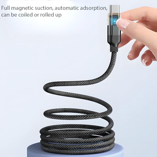 Verilux® 3.3ft USB-C to USB-C Charging Cable with Light Indicator, PD 60W Fast Charging Cable, 480Mbps Data Transfer, Mag-netic Nylon Braided Type-C Cable for MacBook, iPad Pro, Pixel, and More