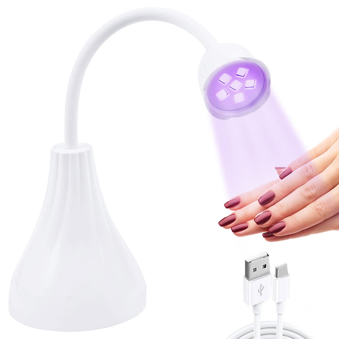 MAYCREATE® Portable USB UV LED Nail Lamp,18W Gel Nail Polish Dryer Light,6 LED Lamp Beads,Quick Dry Your Gel Nail Polish,Flexible Lamp Neck For Women