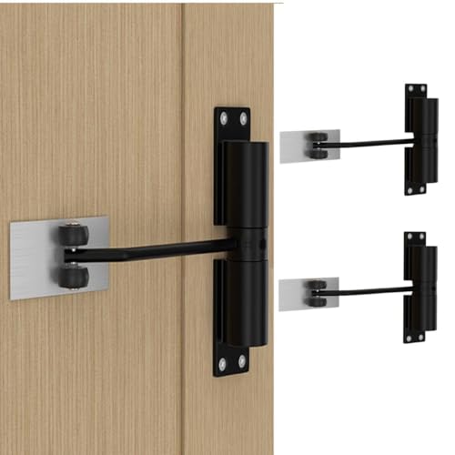 HASTHIP® 2pcs Door Closer Zinc Alloy Automatic Safety Spring Doors Closer, Adjustable Closing Doors Hinge, Quiet Locks for Wooden/Metal/Security Door, Weight Up to 25 Kgs (Black)