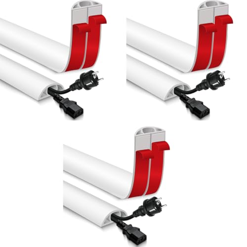 Serplex® 6.6FT PVC Cord Cover Self Adhesive Floor Hider Wall Wire Holder Cuttable Soft Flexible Reusable Guider Cavity 3 PCS