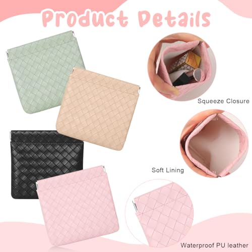 MAYCREATE® Small Makeup Pouch 12PCS Jewellery Storage PU Leather Mini Cosmetic Bag Weave Lipstick for Women Pocket Coin Purse Organizer