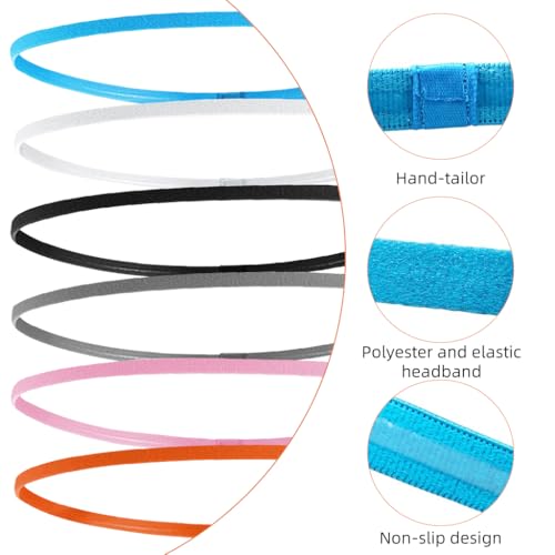 Proberos® 18PCS Sports Headbands Stretchy Fashion 6-Color Sweat for Men Women Silicone Liner Anti-Slip Sport for Yoga Running Workout