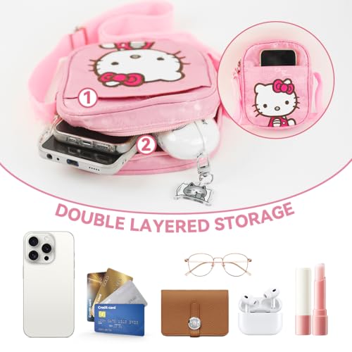 PATPAT® Sling Bag for Girls Kids,Hello Kitty Cute Bags for Girls Mini Purse Stylish Small Bag Kids Kawaii Bags,Crossbody Christmas/Birthday Gift 15 * 15cm