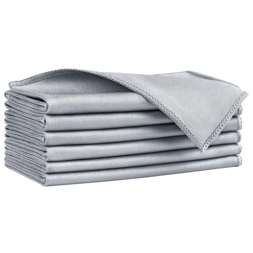 HASTHIP® Kitchen Dish Cloth, Pack of 6 Non-Abrasive Ultra Fine Glass Fiber Clean Cloth Streak-Free Household Cleaning Rags, Wet & Dry Use for Kitchen, Bathroom, Glass, Window, Door, 40x40cm, Grey