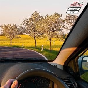 STHIRA Car Service Due Stickers for Maintenance Tracking with Writable Fields 300 pcs 2x2 in Black Vinyl | Adhesive Reminder Labels