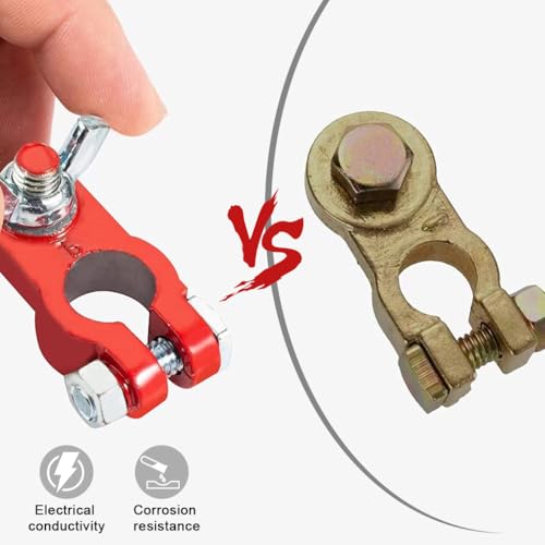 STHIRA® Car Battery Terminal Connectors, Positive & Negative Heavy-Duty Battery Clamps with Wing Nuts, Quick Release Terminal Ends with Anti-Corrosion Washers for Auto, RV, Boat, Truck