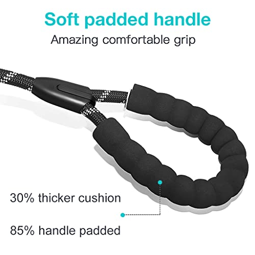 Qpets® Double Dog Leash, Durable Reflective Dog Leash, Soft Paded Handle, Retractable Dogs Leash Anti-Strain Leash Braided Rope No Tangle Dog Leash for Small Medium Large Dogs(Black)