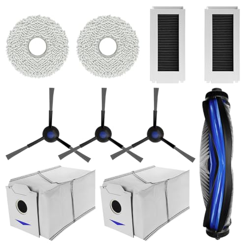 HASTHIP® 10Pcs Replacement Parts for Ecovacs N30 Pro Omni, Spare Accessories with 1 Main Brush, 3 Side Brushes, 2 Mop Cloth, 2 Filters, 2 Cleaning Mop, 2 Dust Bags
