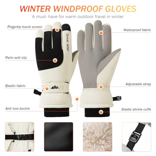 GUSTAVE® Winter Gloves Combo for Men & Women, Polyurethane, Thermal Fleece Lining, Windproof, Splashproof, Touch Screen, Anti-Slip, for Riding, Skiing, Cycling, Hiking, Outdoor Use