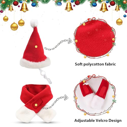 Qpets® Christmas Costume for Cat Red Christmas Hat & Scarf for Cat Christmas Dressing Accessory for Cat Puppy, M