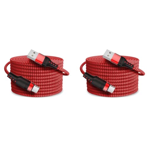 Verilux® 10FT USB to Type C Cable 62W Fast Charging Nylon Braided Data Sync Support 480Mbps Compatible with iPhone 15 Pro Max Galaxy S24 S23 MacBook Tablet 2PCS