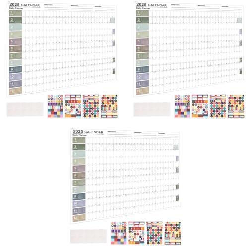 OFIFO® 2025 Planner Desk Pad Calendar with Motivational Stickers Table Year Large Size 29x20 Poster Study Home Decoration Items 3PCS