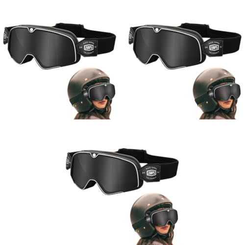 Proberos® Motorcycle Goggles Fashion Grey Helmet 400 UV Sun Protection Windproof Anti Fog Adjustable Headband for Riding Racing Men Women Youth 3PCS