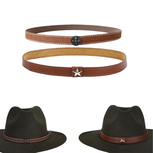 GUSTAVE® 2 Pieces Hat Bands for Cowboy Hat Leather Western Hatband for Men Women