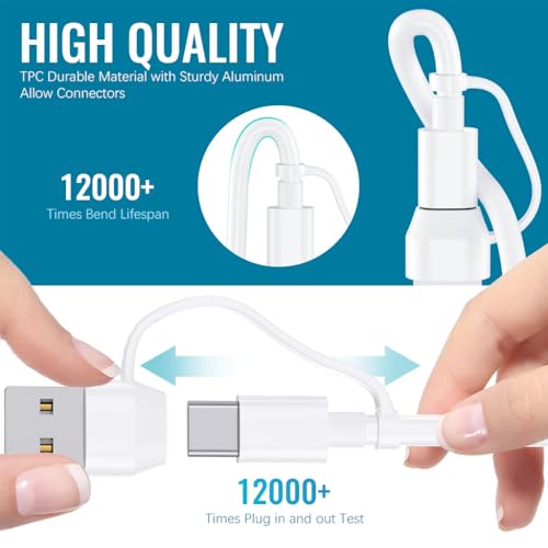 Verilux® 4 in 2 Watch Charger Cable for Apple 5.9FT Type C for iPhone Wireless Magnetic Charging USB C to Lightning Pad iWatch Series SE 8 7 6 5 4 3 3PCS