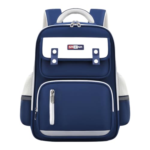 PALAY® School Backpack for Kids Waterproof School Backpack with Chest Buckle & Reflective Strip Kids School Backpack Burden-relief School Backpack for Kids 6-12 Years Old, Dark Blue