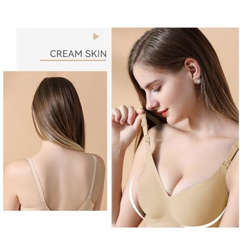 SANNIDHI® Women Nursing Bra for Breastfeeding, Front Opening Pad Design, Full-Coverage Maternity Bra, Wire-Free Comfort Bra for Nursing Mom, Size XL, Nude