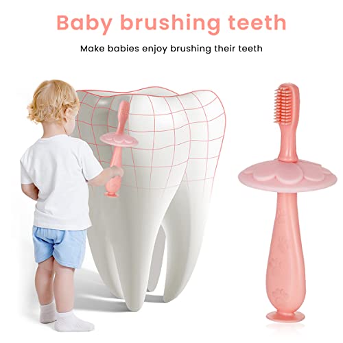 SNOWIE SOFT® Baby Brush for 1-2 years Soft, Food Grade Silicon Baby Tooth Brush With Anti Chocking Shield, 2 in 1 Baby Tothbrush & Tongue Cleaner for Kids 0-2 year with Box & 3 Brush Heads