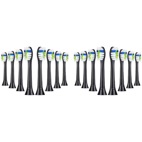 HANNEA® Replacement Toothbrush Heads Compatible for Philips DiamondClean 2020 Edition Fit ProtectiveClean 4300 6100 EasyClean Gum Health HX6064 Black Brush Head 2 PCS