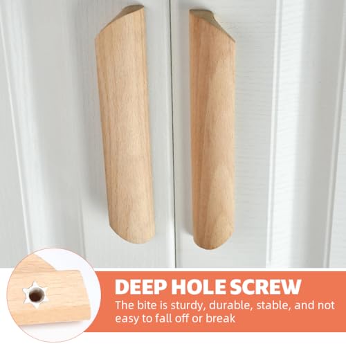 HASTHIP® 2Pcs Wooden Cabinet Pulls Pre-Punched Furniture Pull Handles, 8.6'' Rounded Half-Cylinder Curved Minimalist Wooden Handle for Cabinet, Wardrobe, Sliding Door & Drawer